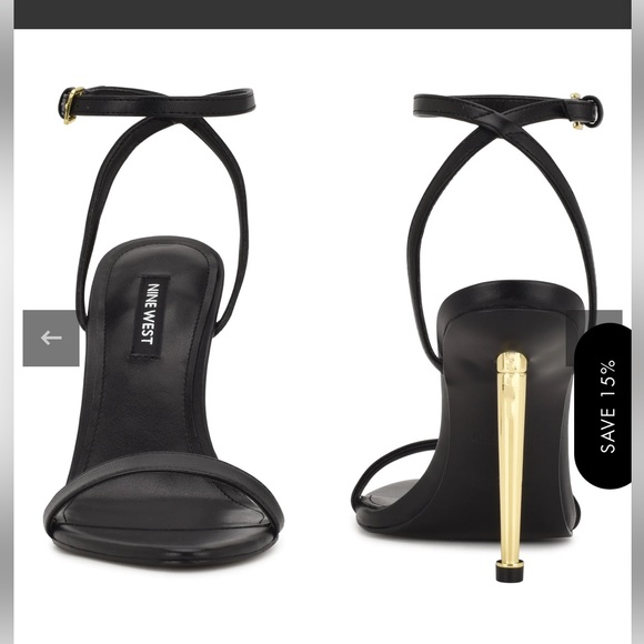 Nine West Reina Black Leather Stiletto sandal size 8 - Picture 5 of 10